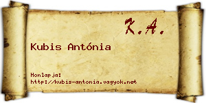 Kubis Antónia névjegykártya
